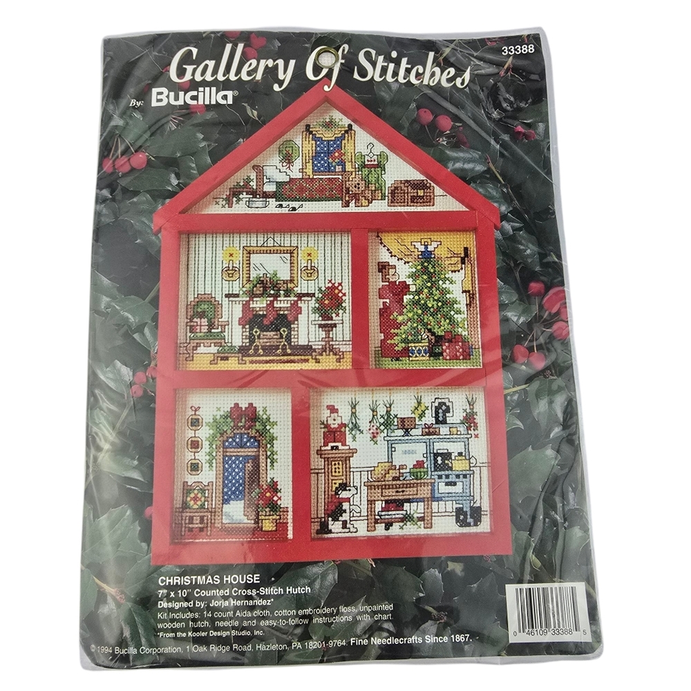 Bucilla Gallery of Stitches 1994 Christmas House Cross Stitch Kit #33388